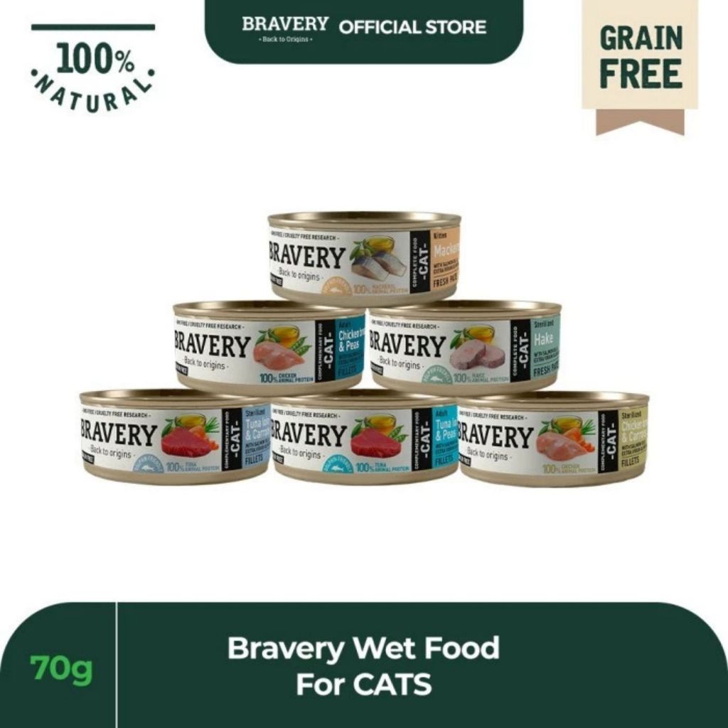 BRAVERY Wet Food for Cats 70gr / Makanan Basah Kucing / Wet Food
