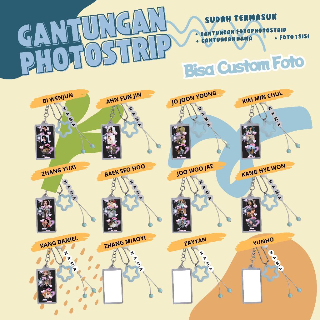 (BISA CUSTOM) GANTUNGAN KUNCI PHOTOSTRIP KPOP I JO JOON YOUNG I JOO WOO JAE I KANG DANIEL I KANG HYE