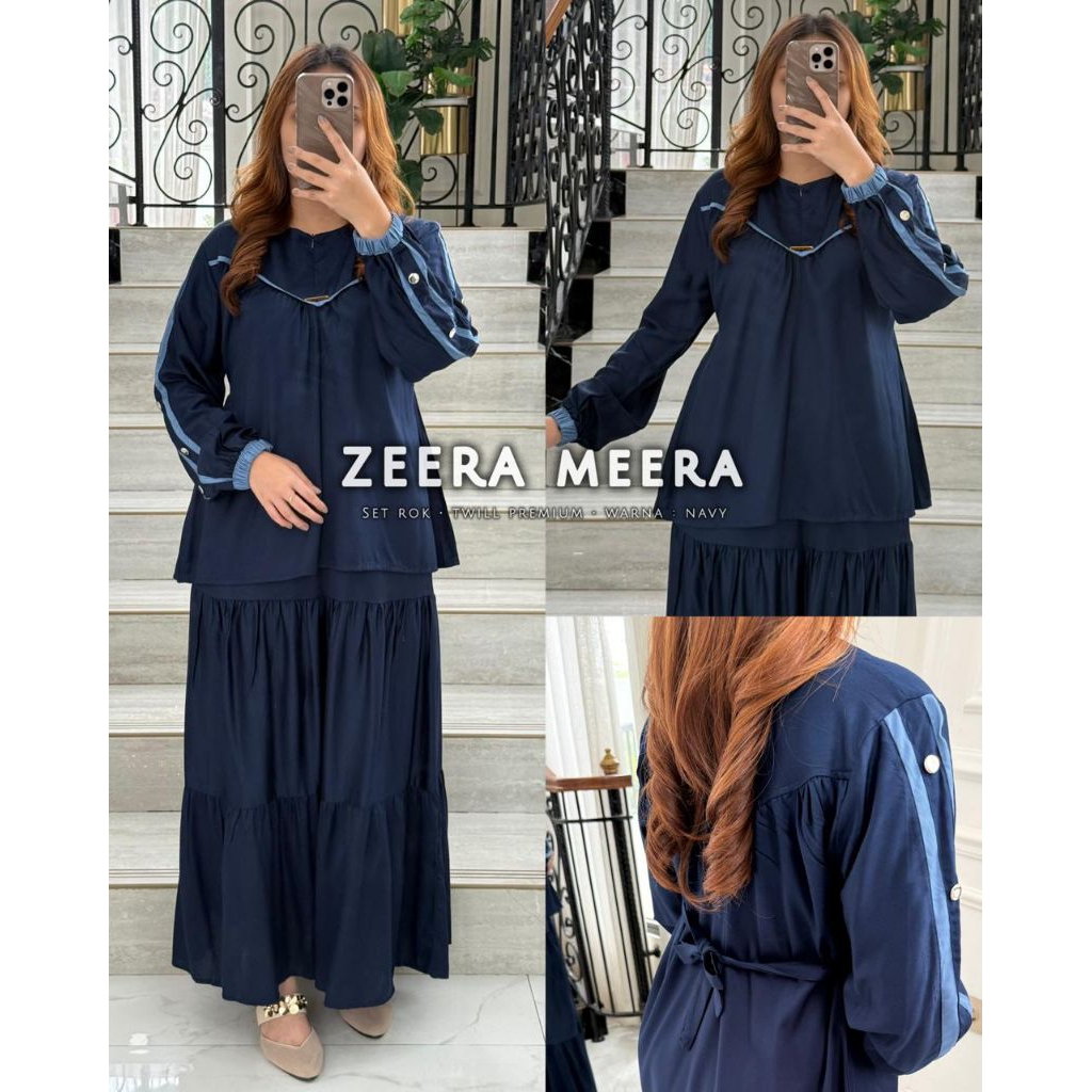 ReenaDaily New ZEERA MEERA Set Rok Daster Arab Twill Premium Setelan Rok Baju Muslim