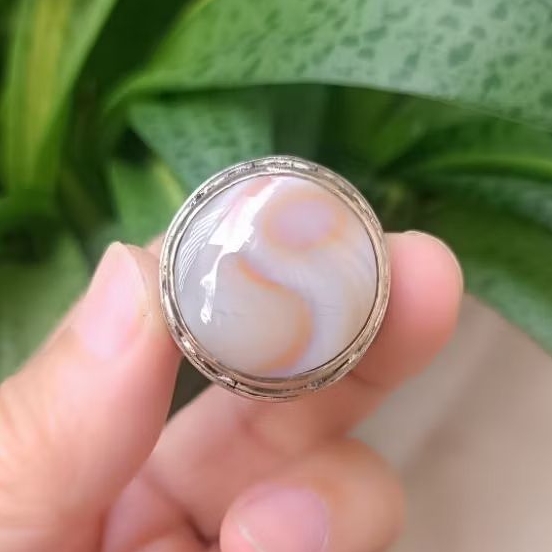 Natural Sulaiman Motif Yin Yang Ring Alpaka Kode 221207