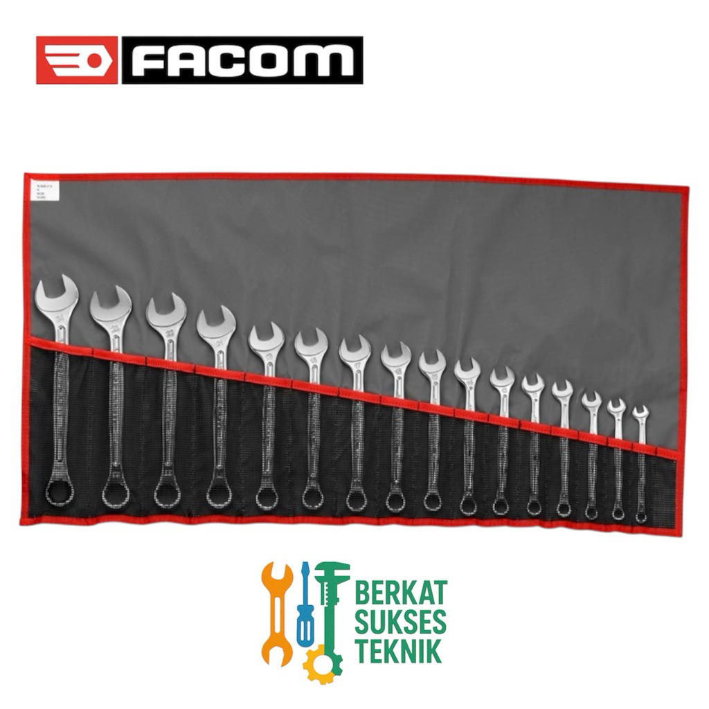 FACOM 440.JU17T - 17pc Inch Combination Spanner Set + Roll Bag Kunci Ring Pas Set 1/4 sampai 1-1/4 i