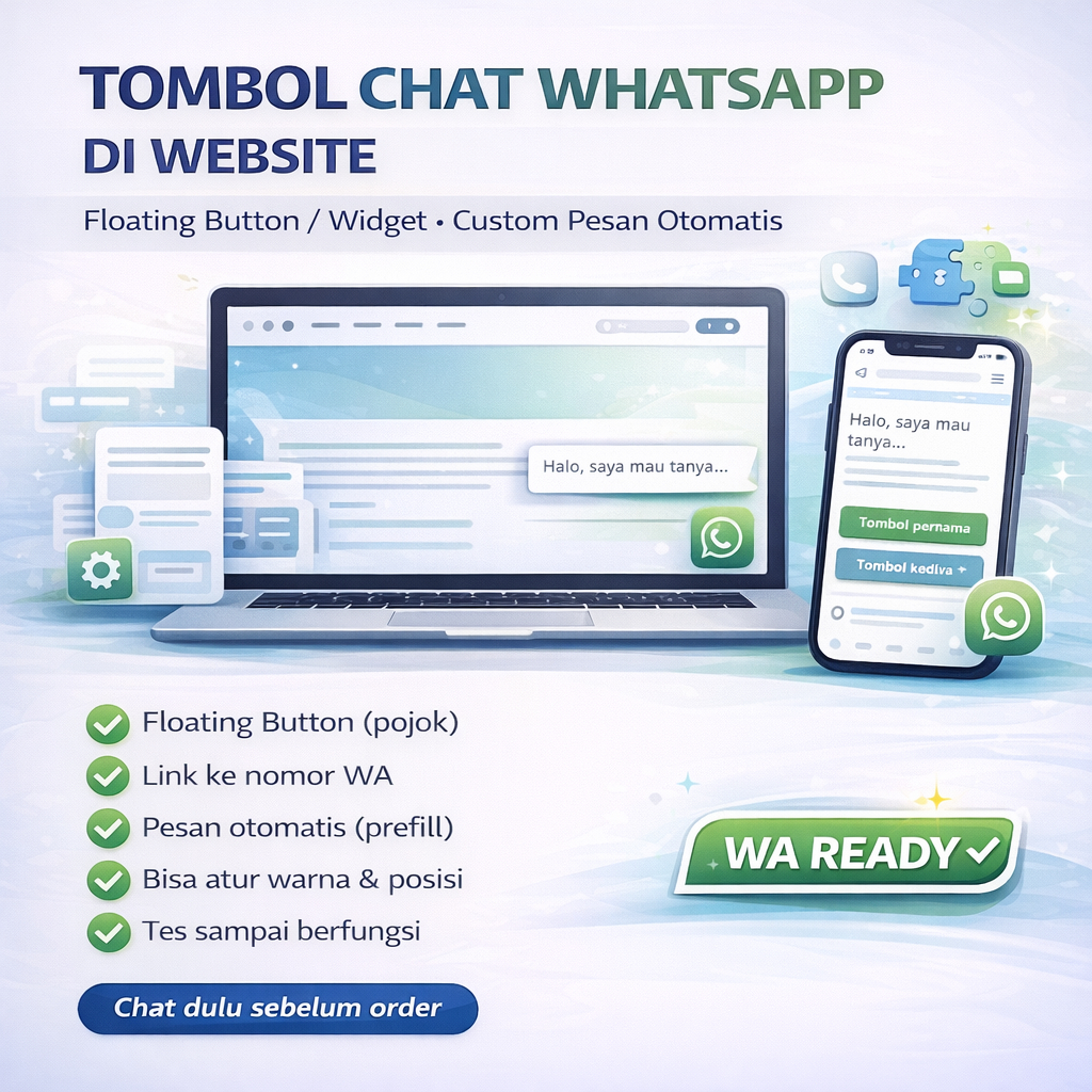 Pasang Tombol Chat WhatsApp di Website | Floating Button + Pesan Otomatis