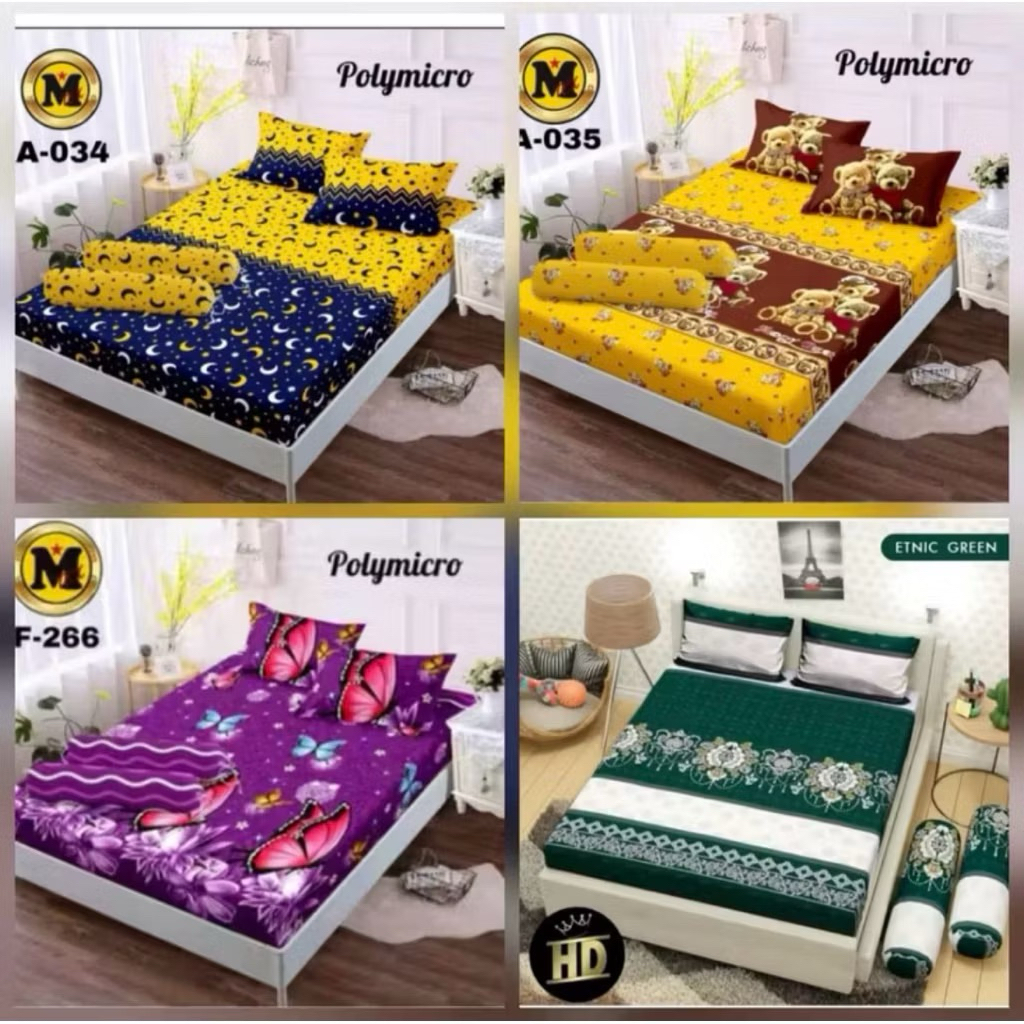 Sprei Motif Homemade Katun Polymicro Nyaman Halus Uk. 200x240 220x240 240x240 Dengan 2 Bantal Dan 1 