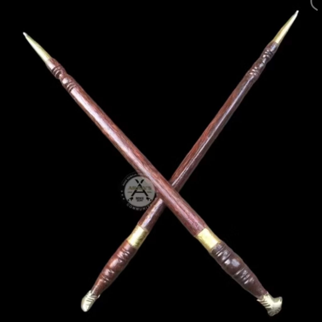 Tongkat Komando Kepala Garuda Warangka Kayu Bahan Kuningan