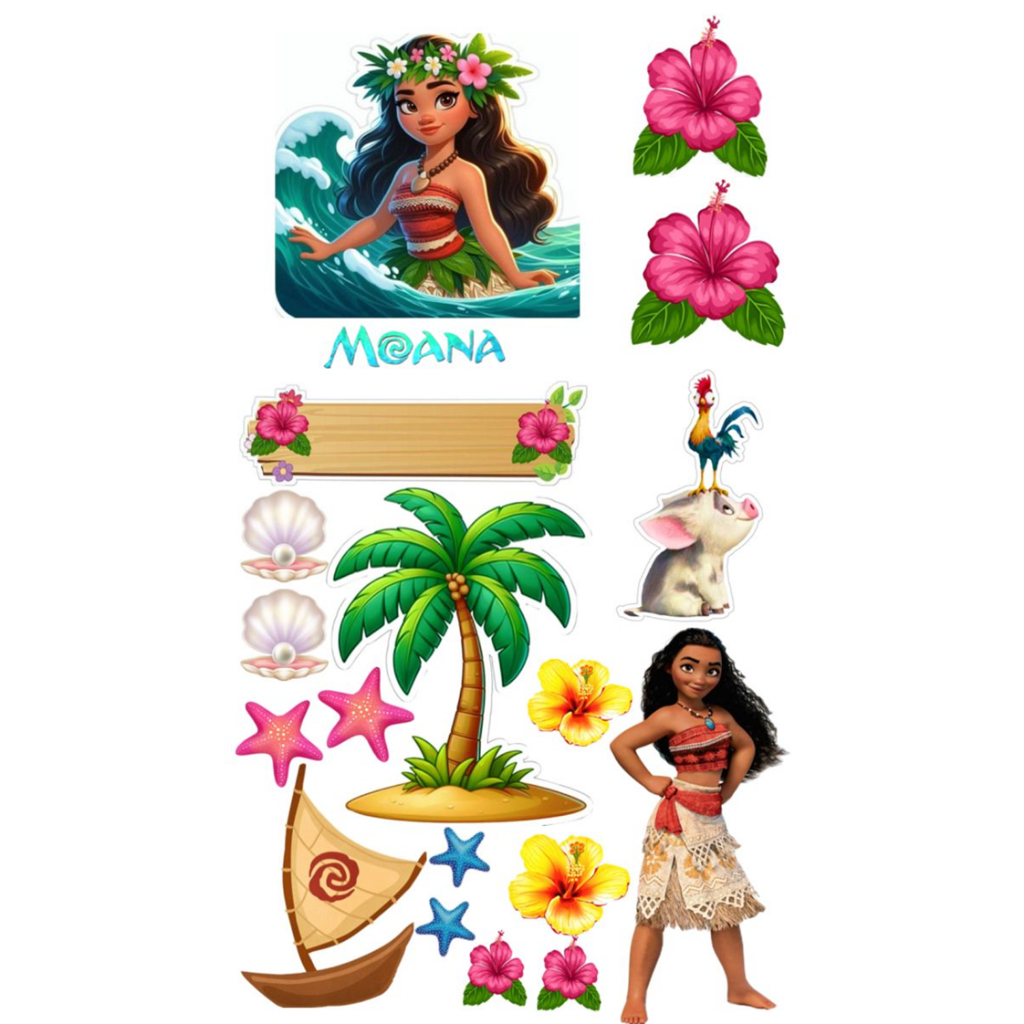 TOPPER MOANA/ Topper Cake Moana Custom Nama/Hiasan Kue ULtah MOANA