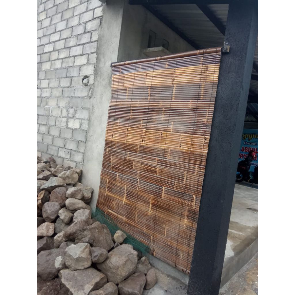 tirai bambu wulung vernis natural murah