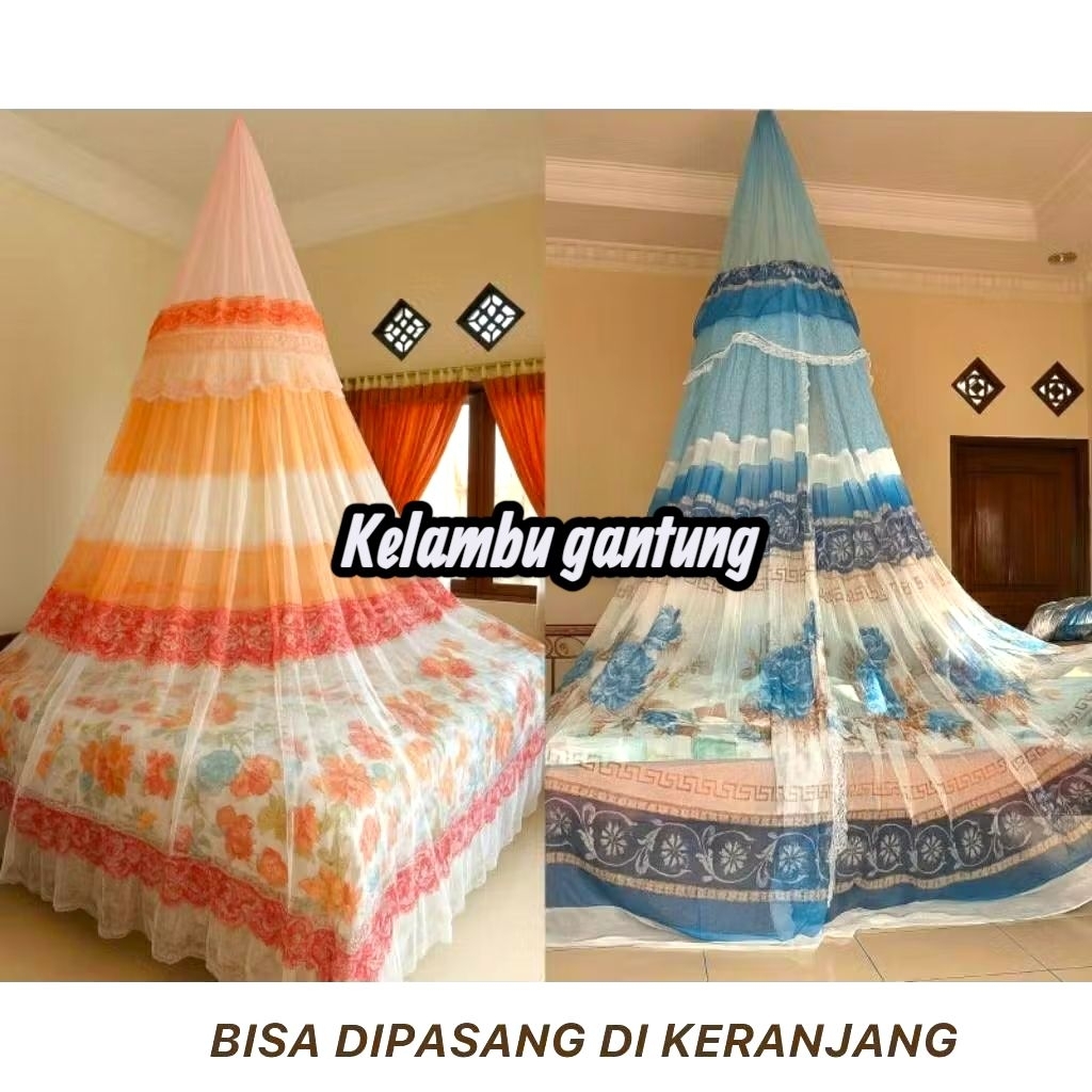 KELAMBU GANTUNG MOTIF BUNGA SUPER JUMBO ELEGAN KELAMBU PREMIUM MEWAH