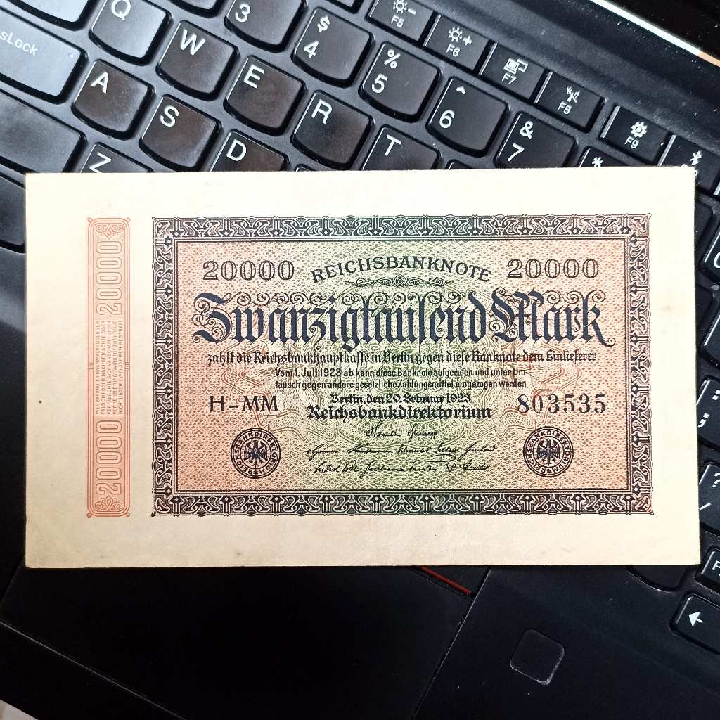 Uang Kuno Jerman 20 000 Mark Reichsbanknote Tahun 1923