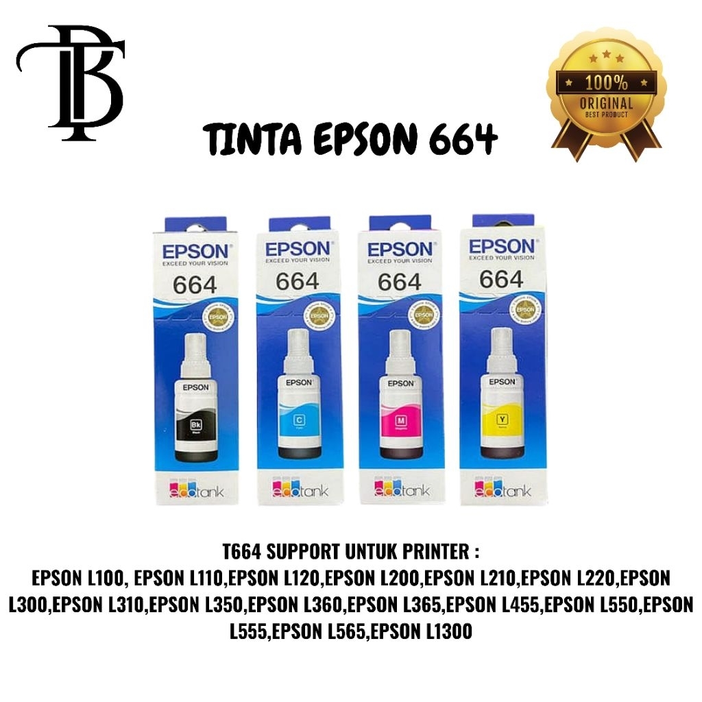 Paket 1 Set Tinta Epson 664 Original Untuk Epson L- Series [L100 L110 L120