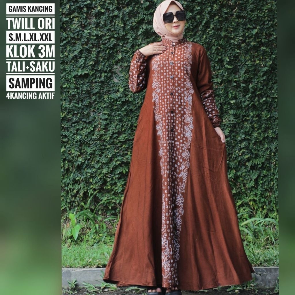 Gamis Terbaru Gamis Batik Motif Terbaru Bahan Original Twill (full kancing) Ukuran S M L XL XXL