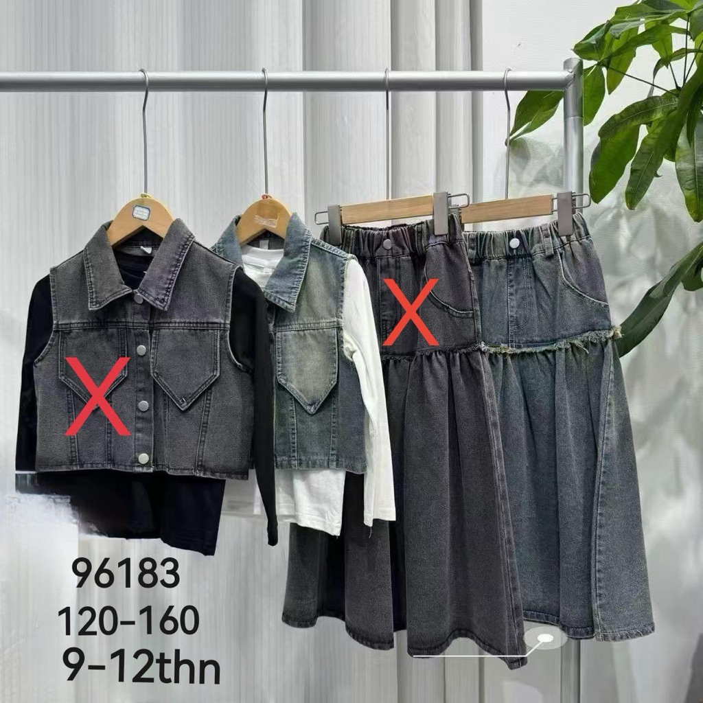 set rok jeans anak import
