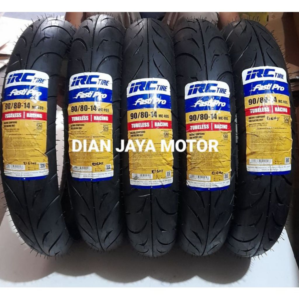BAN MOTOR IRC FASTI PRO 90/80.14 TUBELES/BAN DONAT/BAN RACE