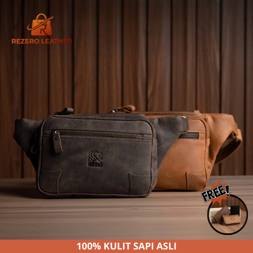 Tas Selempang Kulit Pria Reven Waistbag Branded Original Kulit Sapi Asli Premium