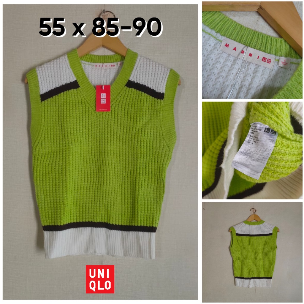 Vest UNI x Marni Hijau V Neck Size S Wanita Vest Rajut KL144