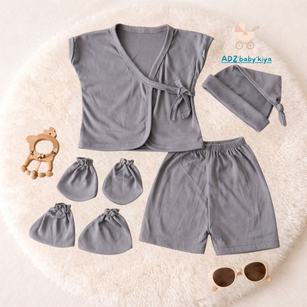 Setelan Kimono bayi baju pendek Newborn tanpa kancing depan Set topi sarung tangan sarung  kaki