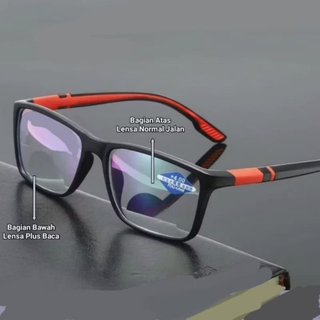 kacamata baca plus (+) 2 fungsi baca dan jalan lensa double focus