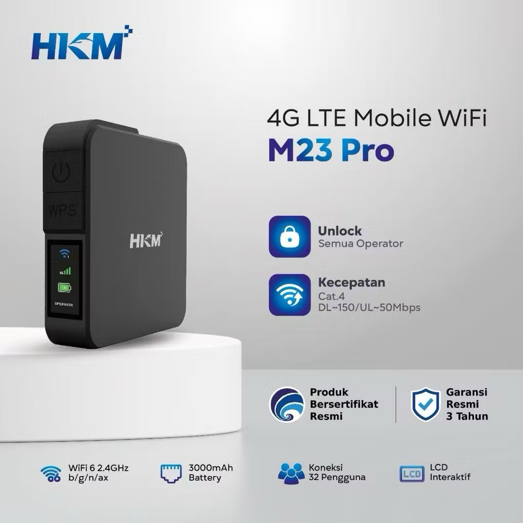 HKM M23 Pro – 4G LTE WiFi Router – Unlock All Operator – Tanpa Kartu
