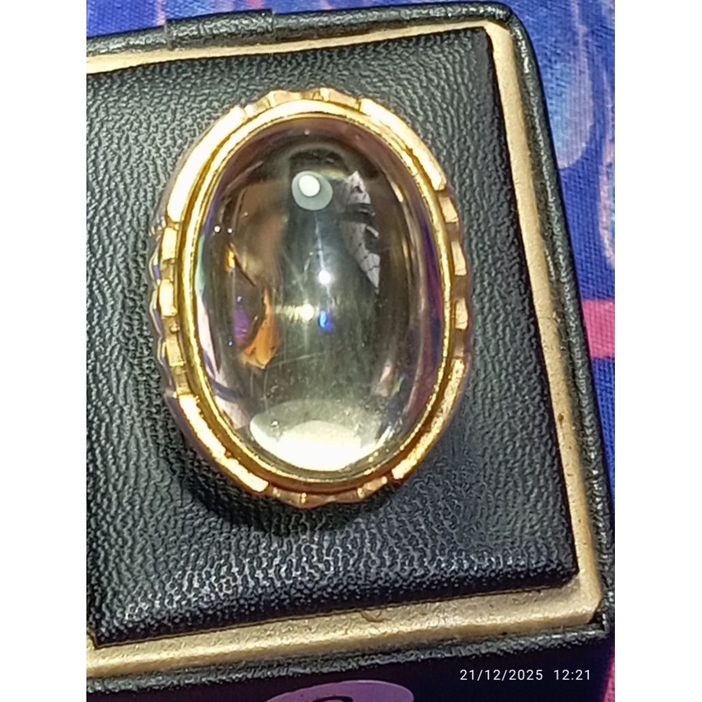 LANGKA (RARE ITEM) Cincin Mata Batu Natural Rock Crystal Rainbow (Kinyang Pelangi) Hot Luster Big Si
