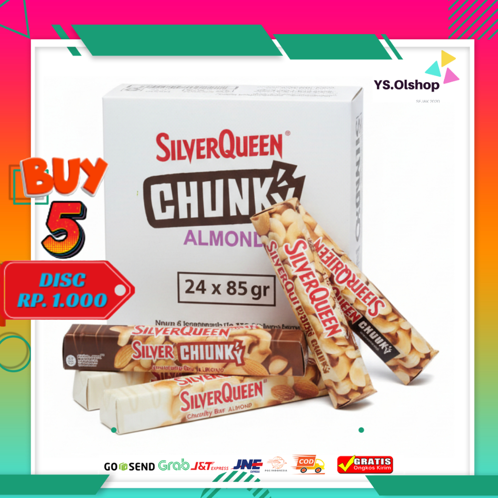 1 Box SilverQueen Chunky Bar 24 Pcs Rasa Almond 85gr BESAR || SilverQueen Chunky Bar 85gr 24 Pcs