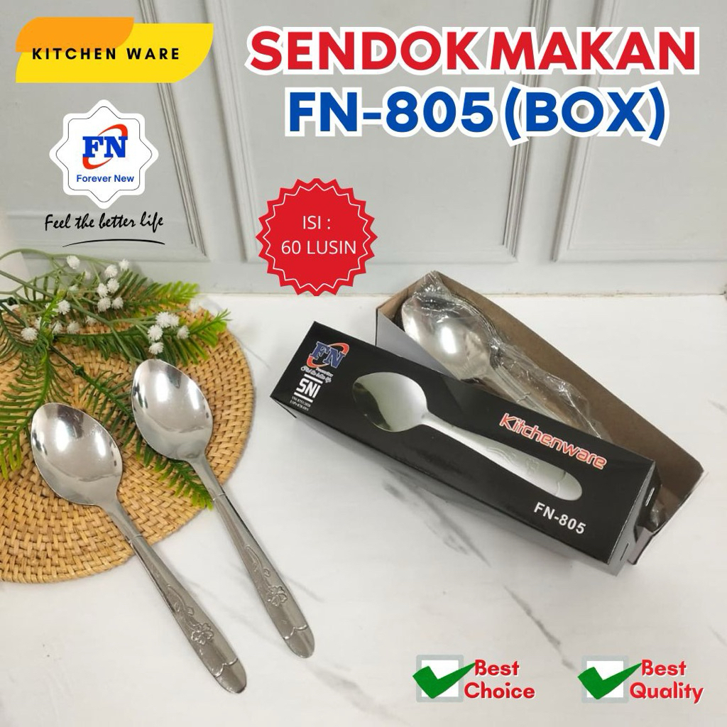 Sendok Makan FN 805 Stainless isi 12 pcs | Sendok Makan FN | Sendok FN 805 | Sendok Tebal | Sendok M