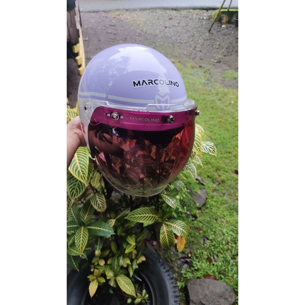 preloved Sereno Lilac Edition With Visor ] Helm Bogo Retro Marcolino Sereno Edition SNI