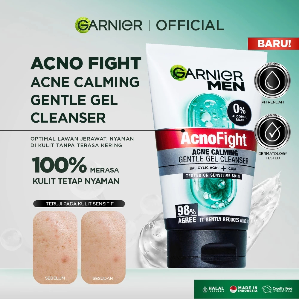 Garnier Men Acno Fight Acne Calming Gentle Gel Cleanser 100ml