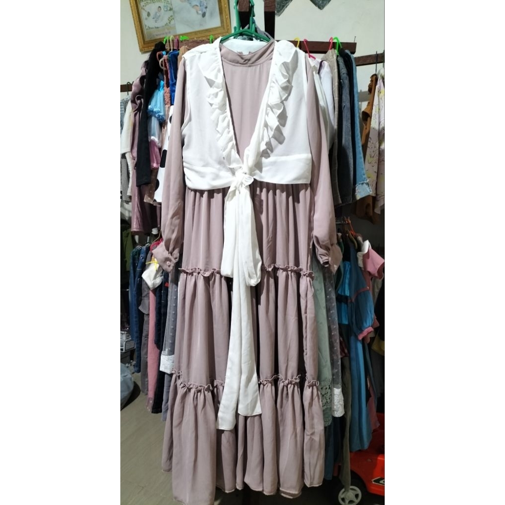 preloved dress 2in1 dress+rompi