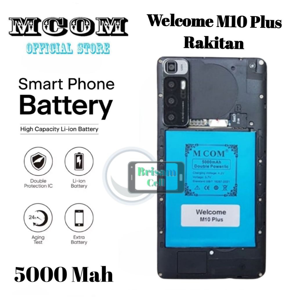 Battery Batere Batre Mcom Welcome M10 Plus Baterai Double Power  Kapasitas 5000 Mah