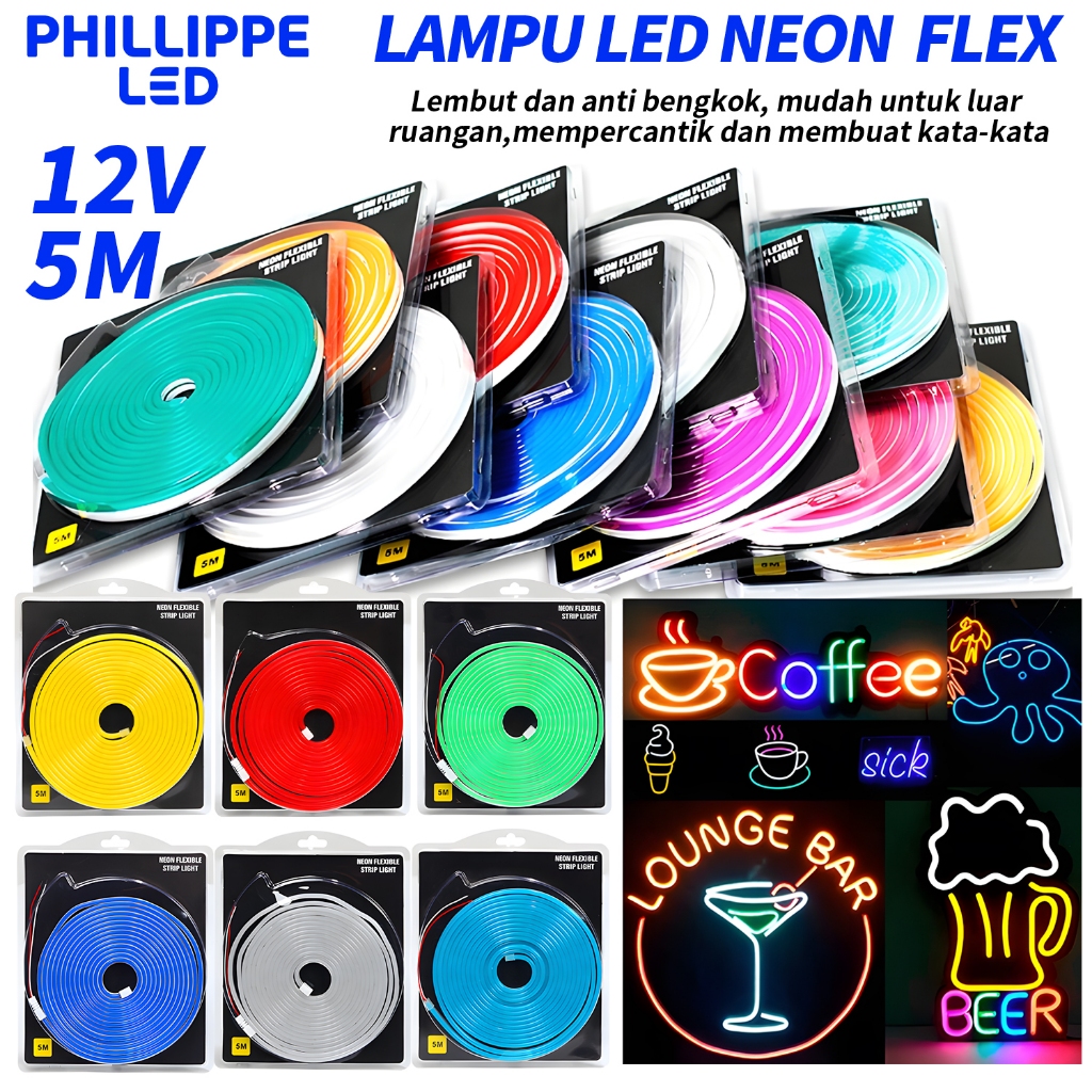 NEON FLEX LAMPU LED STRIP SELANG PANJANG 5M 12V KUALITAS SUPER BAGUS NEON BOX AD SPANDUK DAPAT MEMBU