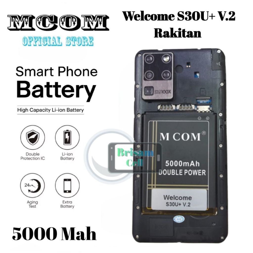 Baterai MCOM for Welcome S30U+ / Welcome S30UPlus Double Power 5000mAh batere batre batrai battery