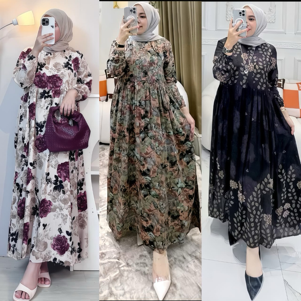 (KIRIM HARI INI) “TERBARU” ‘COD’ GAMIS WANITA RAYON BUMIL BUSUI JUMBO/ MIDI MOTIV TERBARU VIRAL