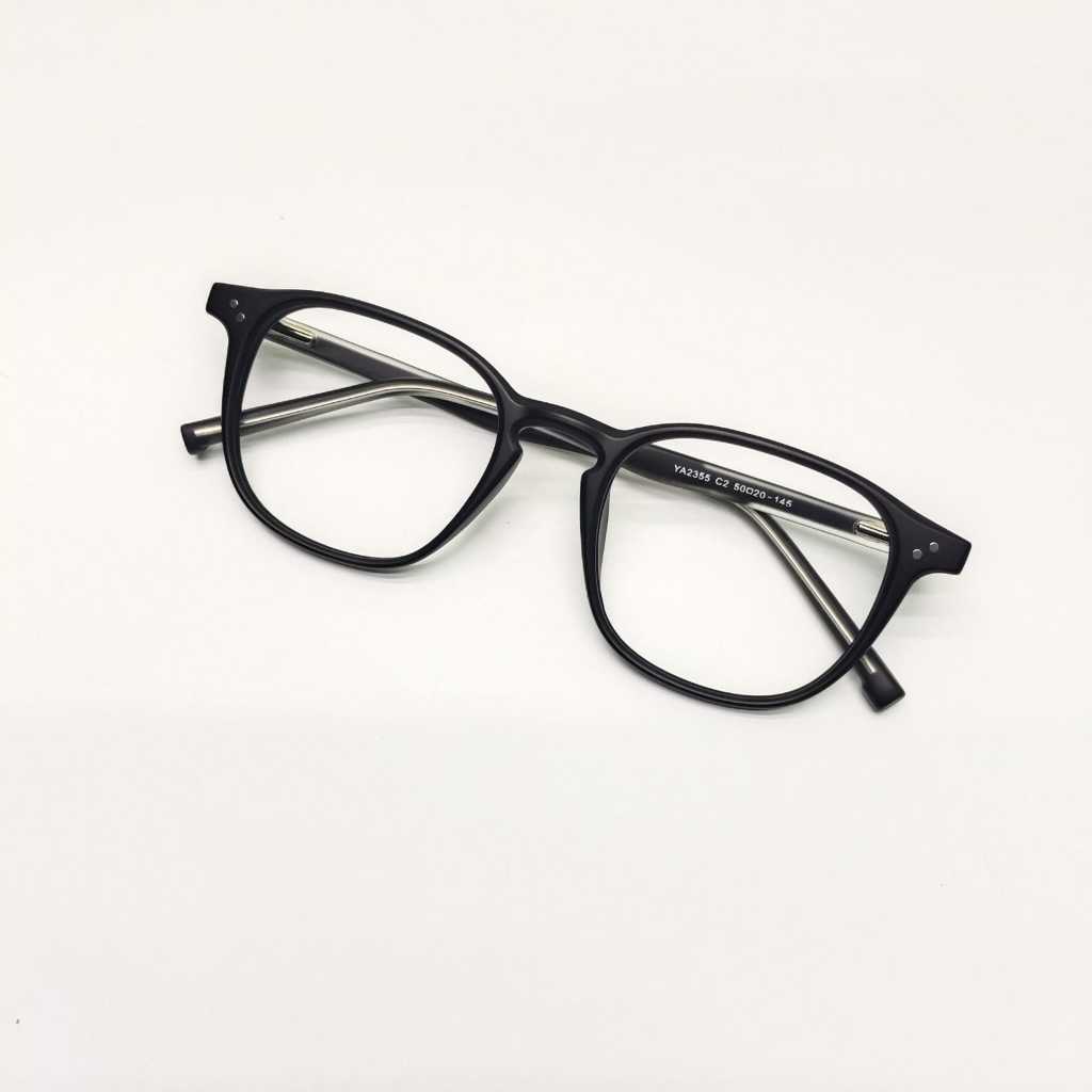 Frame Kacamata Kotak Untuk Wajah Bulat Pria/Wanita Lensa Antiradasi UV & Photocromic Bluecromic