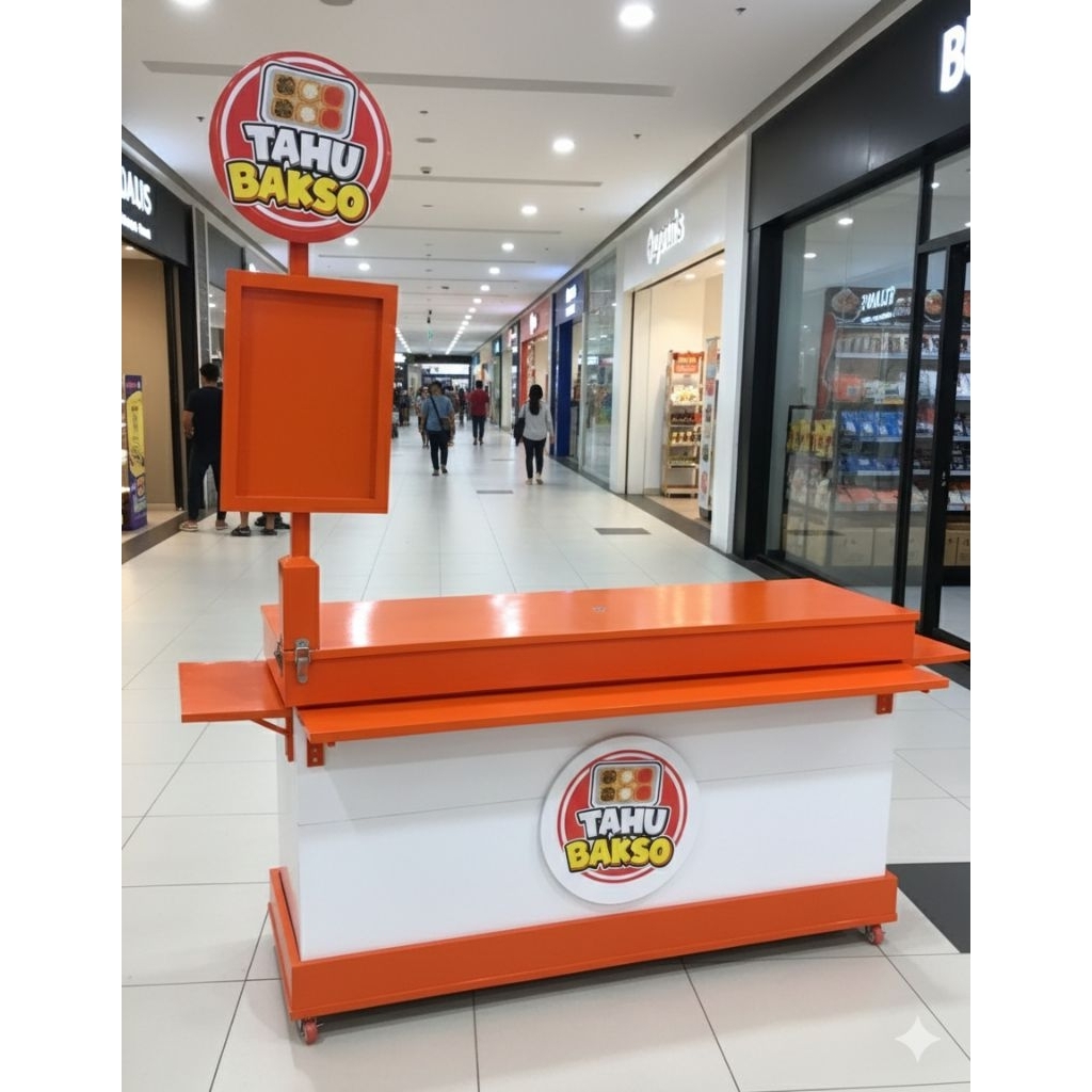 Booth lipat koper portable, Booth dimsum es kopi minuman bakso dll, meja lipat jualan, booth event d