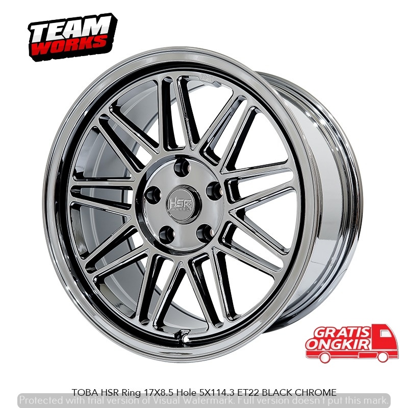 VELG MOBIL RACING HSR BUAT MOBIL ALPHARD CAMRY INNOVA PELEK TOBA HSR RING 17 LEBAR 85 BLACK CHROME
