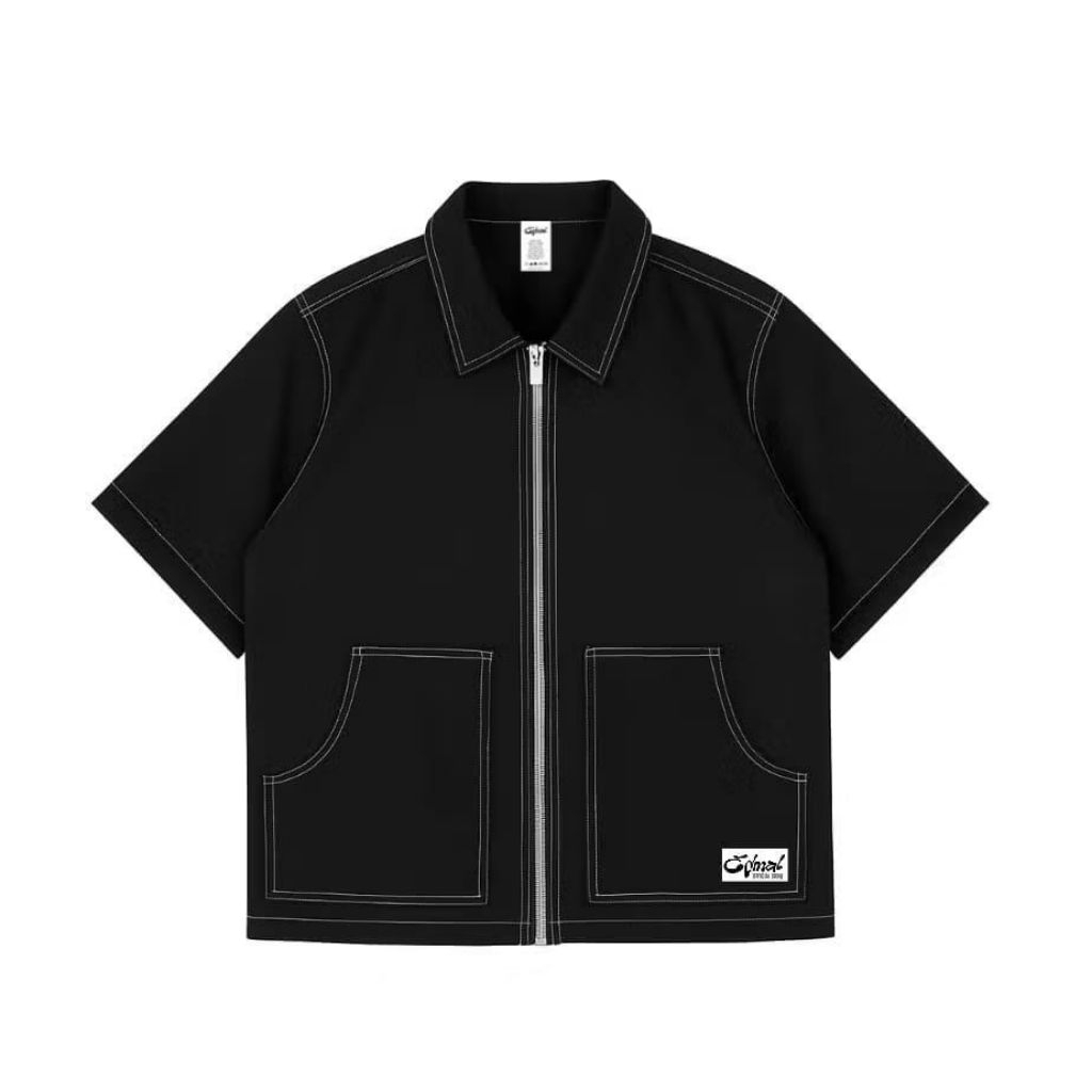kemeja workshirt Zipper ( polos )