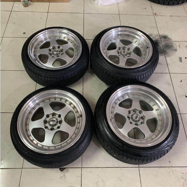 VELG RACING HSR RING 16 LEBAR CELONG PCD 4X100 4X114 ET35/40 + BAN 195 50 R16 LIKE NEW PNP ALTIS YAR