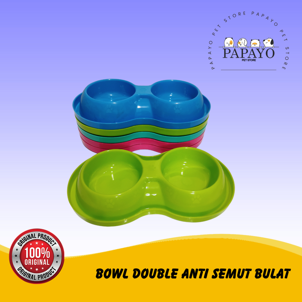 Tempat Makan Kucing Double - Bowl Double Anti Semut - Bowl Double anti semut Bulat -  Tempat Makan K