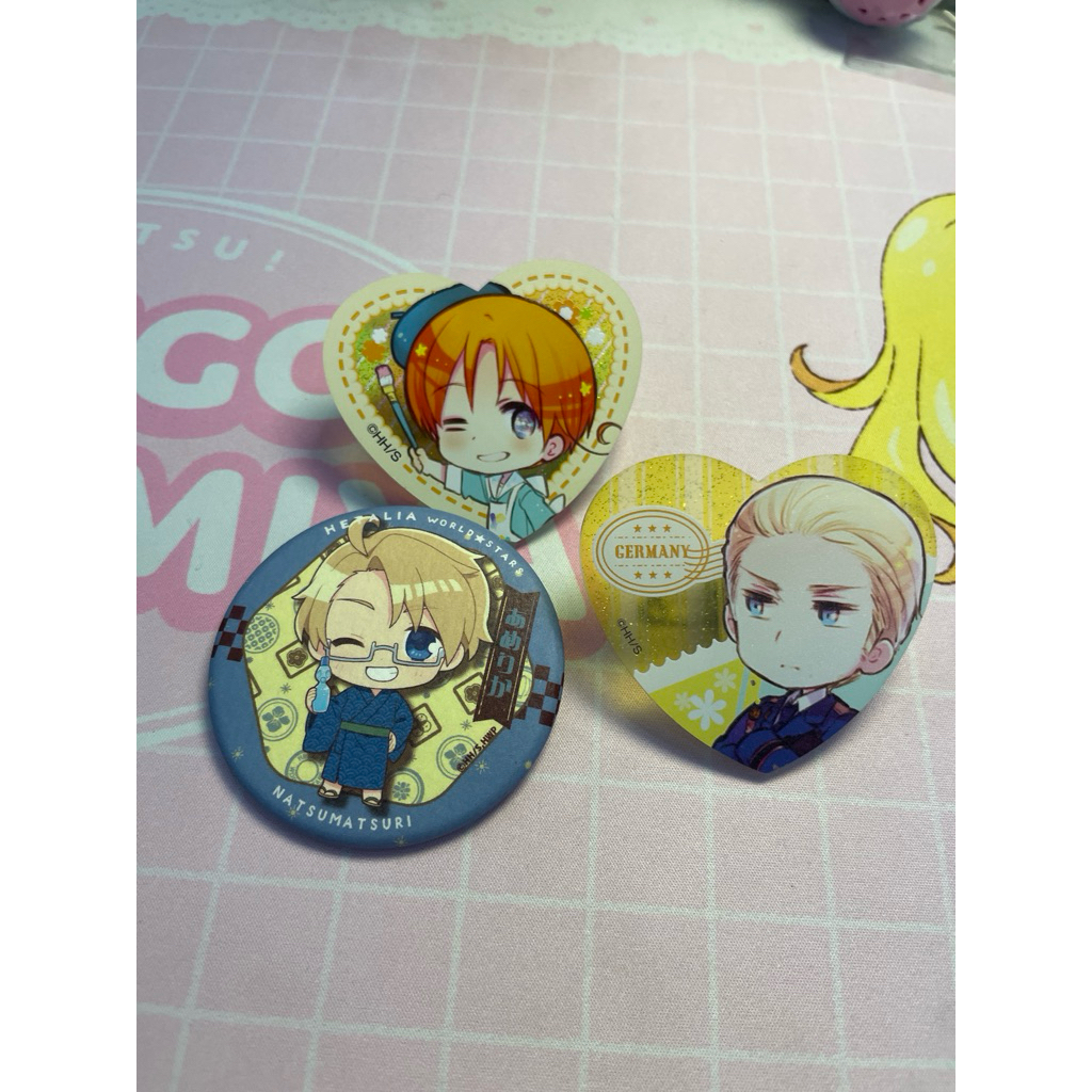 Hetalia world Stars Germany Italy America Character Badge Pin Clip