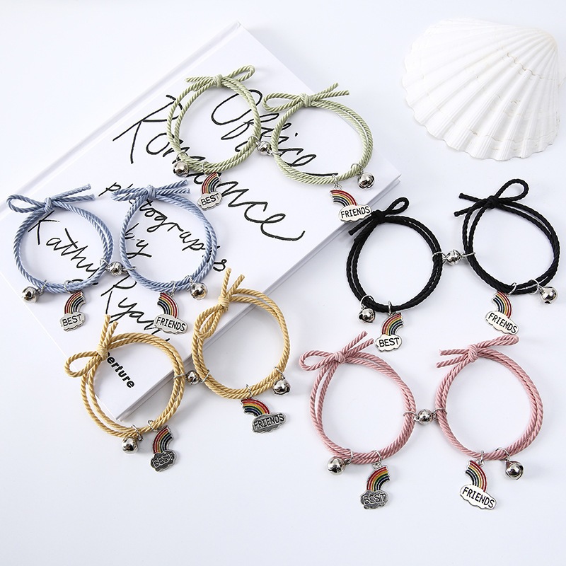 G5278 (2PCS) Gelang Couple Pelangi / Gelang Couple Bestie Tali Elastis / Gelang Gaya Korea Persahaba