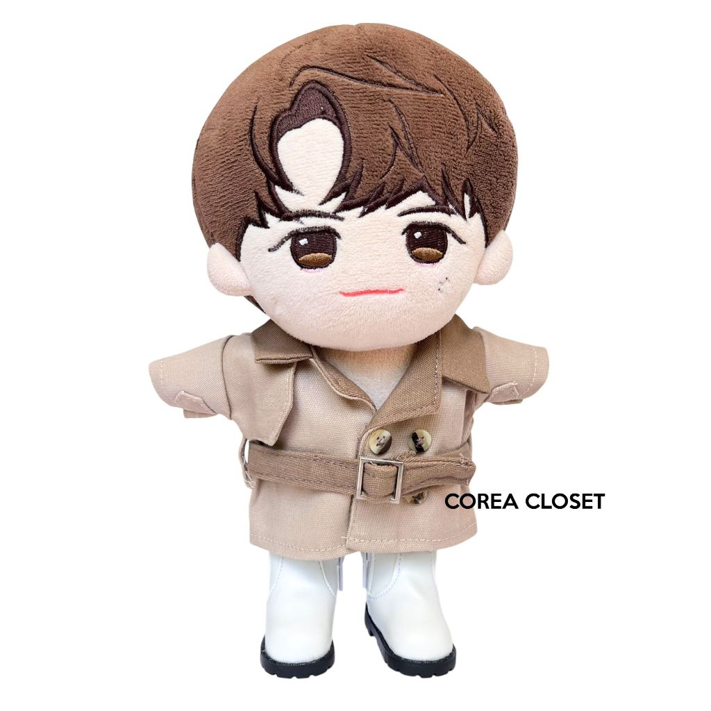 READY STOCK 20cm Skzoo Kpop Doll Clothes -  Long Trench Coat Jacket Brown (include belt) - jaket mus