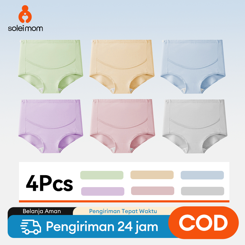 4PCS Paket Celana Dalam ibu hamil cd bumil Maternity High Waist Panty hamil Jumbo CD Adem Wanita lem
