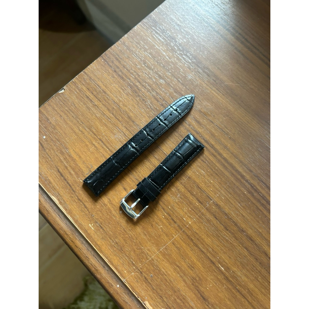 Emboss black croco leather strap 18 mm