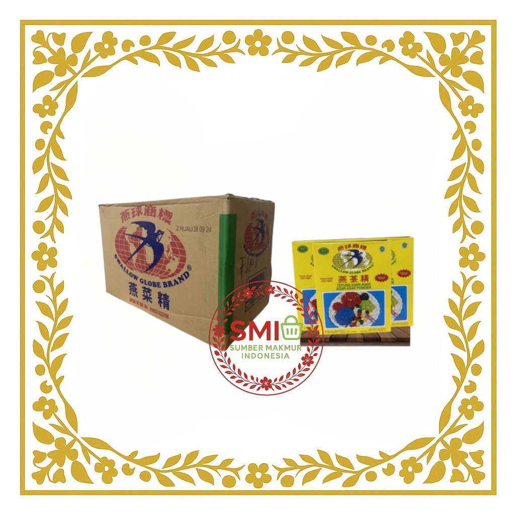 [DUS] Agar Agar Swallow Globe  1 box 7 gr x 12 sachet x 24 Box Putih / Hijau / Merah / Coklat