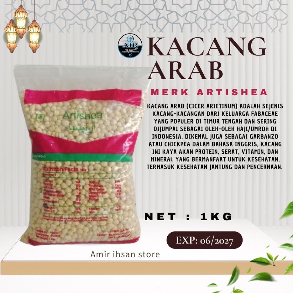 Kacang arab 1kg/kacang arab grade B/Kacang arab Artishea 1kg