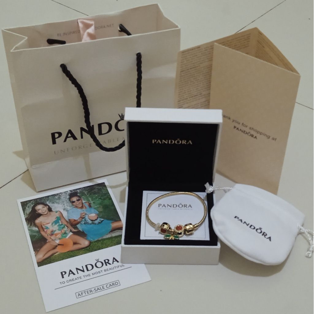 FULL SET GELANG PANDORA PERAK 925 LAPIS 18K