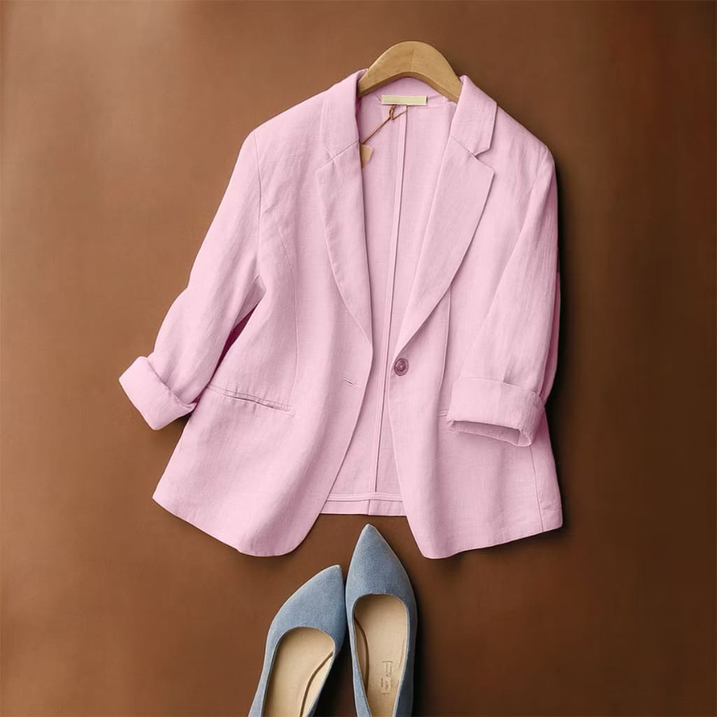 Blazer korea Linen blazer linen korean style wanita casual romance blazer