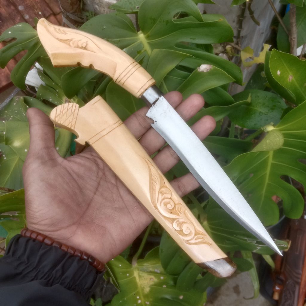 Pisau Dapur Mini Ukir Bahan Baja strip Kayu kopi