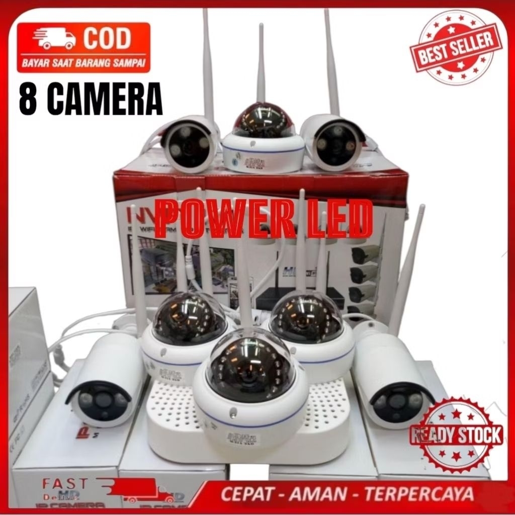 PAKET CCTV NVR KIT WIRELESS 10CH 8 CAMERA INDOOR OUTDOOR 8MP