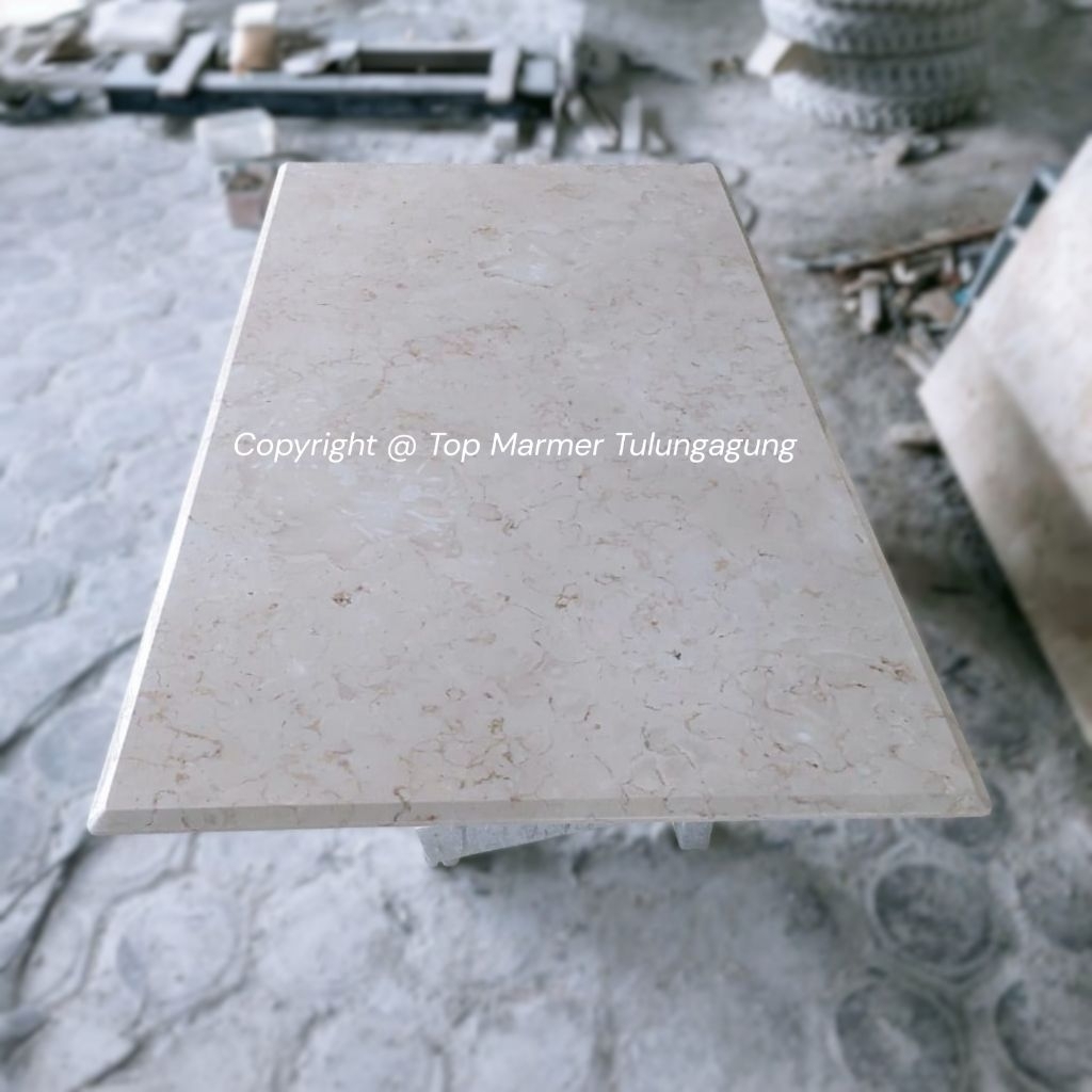 Top Table Marmer Cream | Daun Meja Marmer | Table Kitchen | Meja Makan Murah