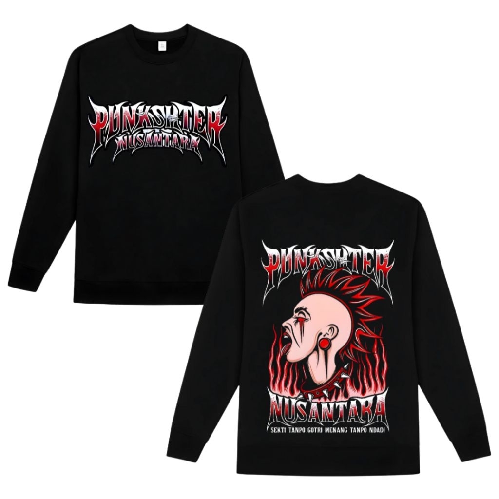 Promo Kaos Longsleeve Punkshter Nusantara Bahan Cotton Combed Tebal Murah Dan Halus  Warna Hitam